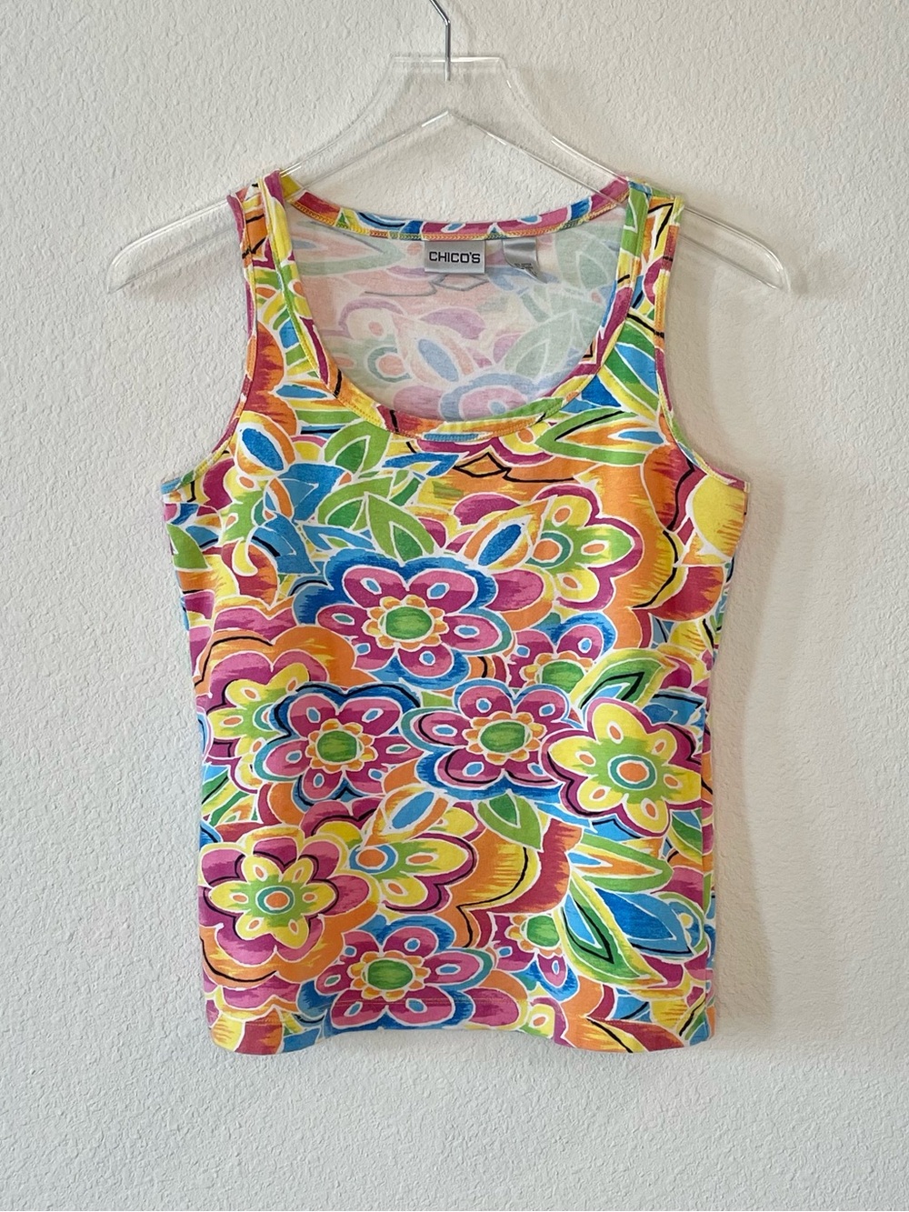 Chico's Bright Floral Tank Top Multicolor Y2K Vintage
